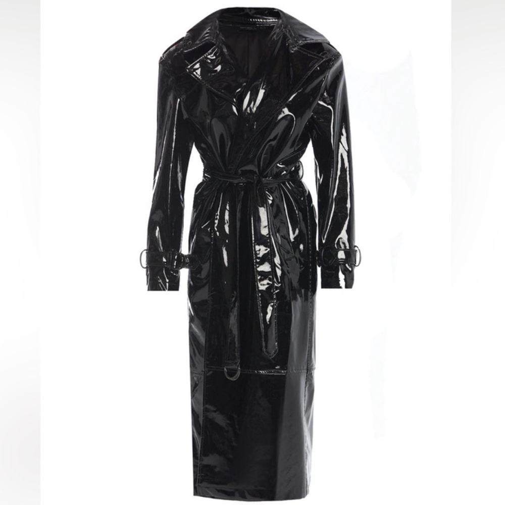 Naked Wardrobe Glossy Black Trench Coat